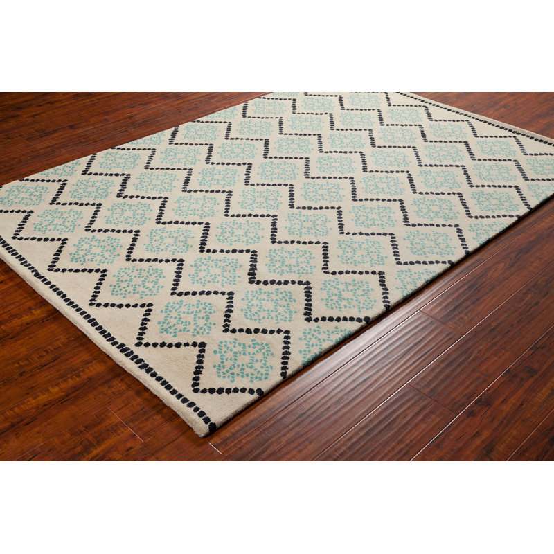Tapis bleu en laine touffeté à la main Cloral, 8 pi x 10 pi