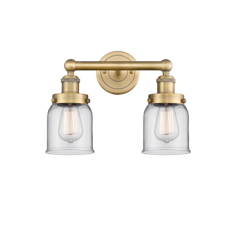 Éclairage pour meuble-lavabo à 2 lumières à intensité variable Corralitos, Transparent, Laiton brossé