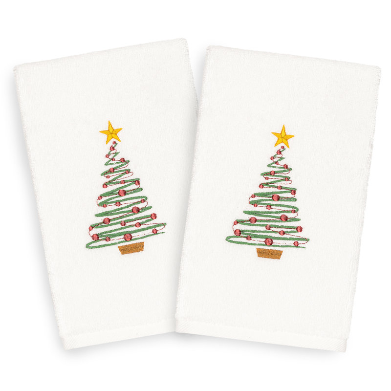 Débarbouillette en coton turc brodée Luxury Christmas, Blanc