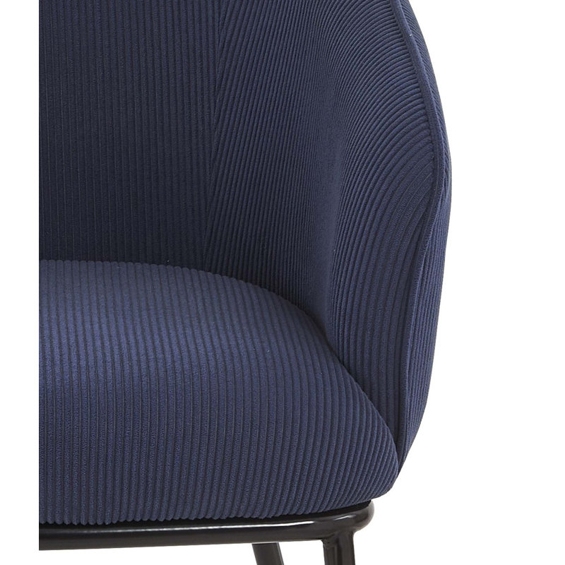 Chaise d'appoint moderne en velours côtelé avec pieds en métal et assemblage facile, Bleu