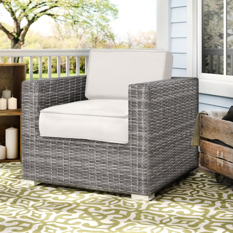 Chaise de patio avec coussins Jaxstin, Toile Sunbrella