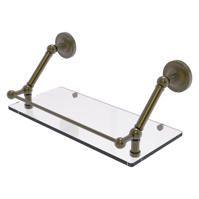 Tablette flottante avec barre de galerie Alcott, Laiton antique, H 8 po x l 18 po x P 8,6 po