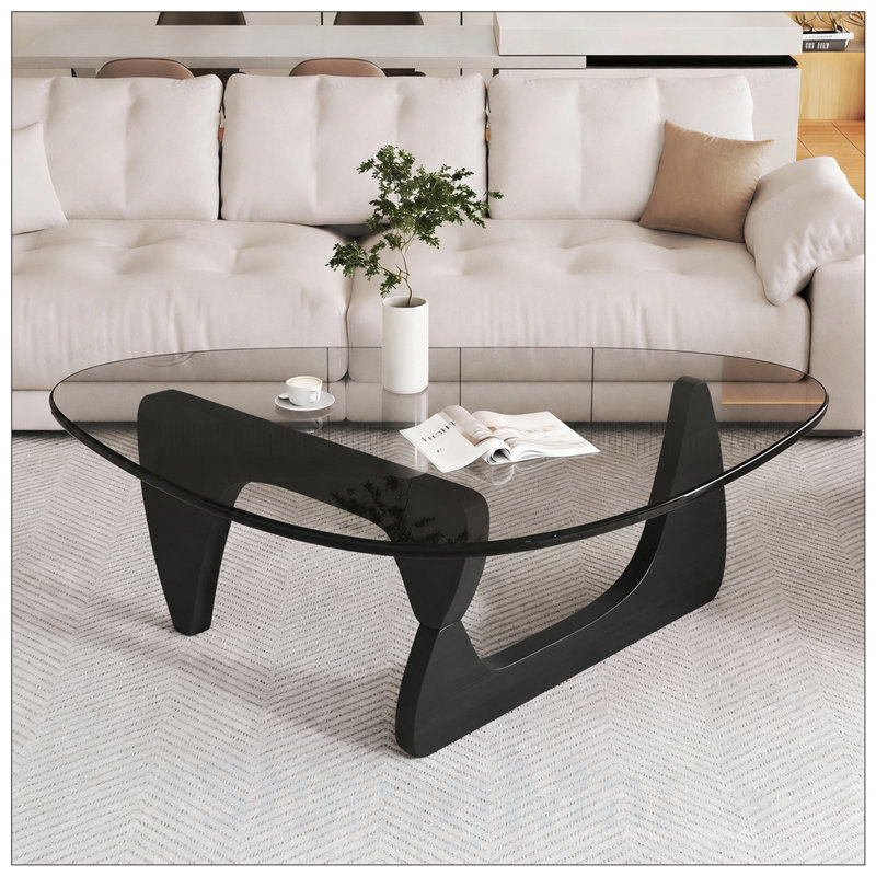 Table basse moderne en verre, design Mid-Century moderne, élégant et polyvalent pour le salon, la chambre à coucher et le bureau