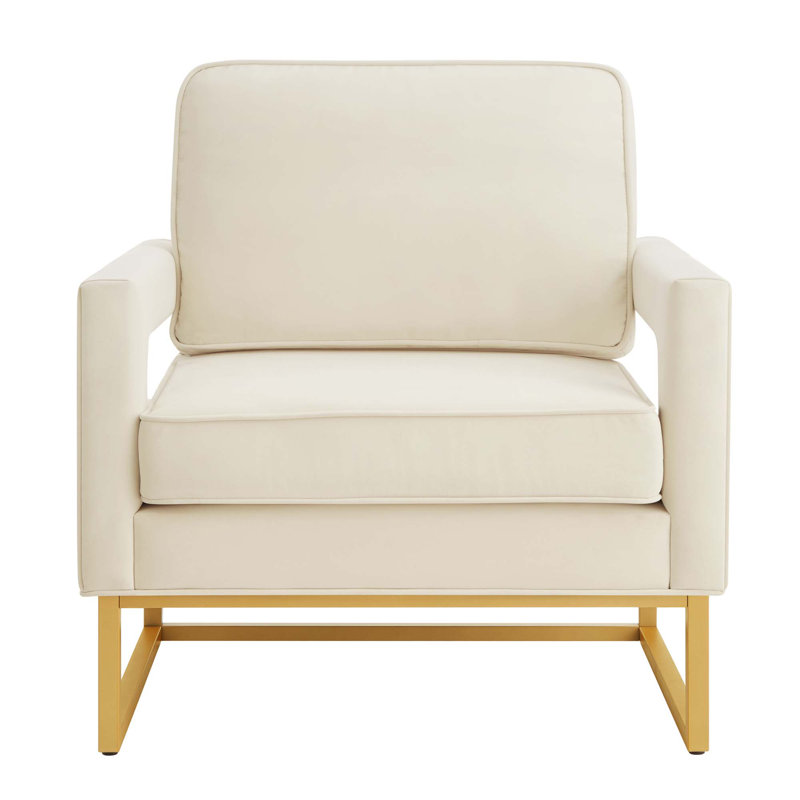 Anatonia Velvet Armchair, White Velvet