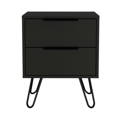 Nightstand, Hairpin Legs, Two Drawers
