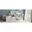 Lit de jour double en bois avec trois tiroirs, bureau, tablettes et lumières-1168804561