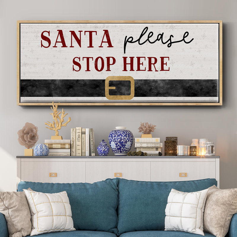 Santa Stop - toile encadrée, H 20 po x l 50 po