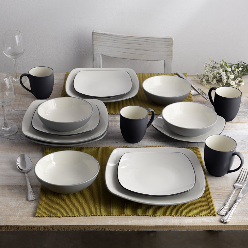 Service de table carré 16 pièces Noritake Colorwave, service pour 4, Ardoise / graphite