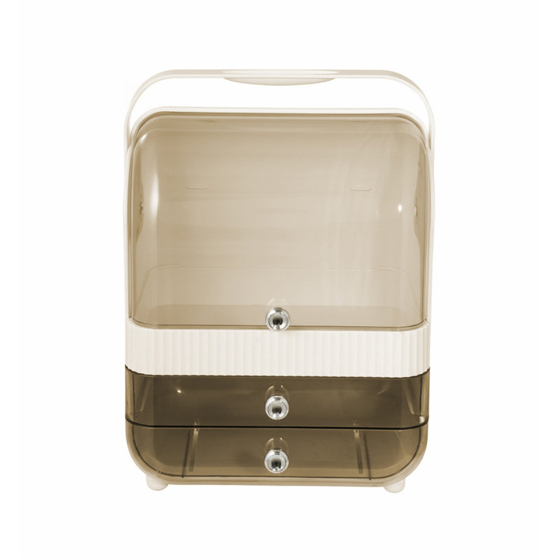 Plastic Makeup Organiser, White/Natural