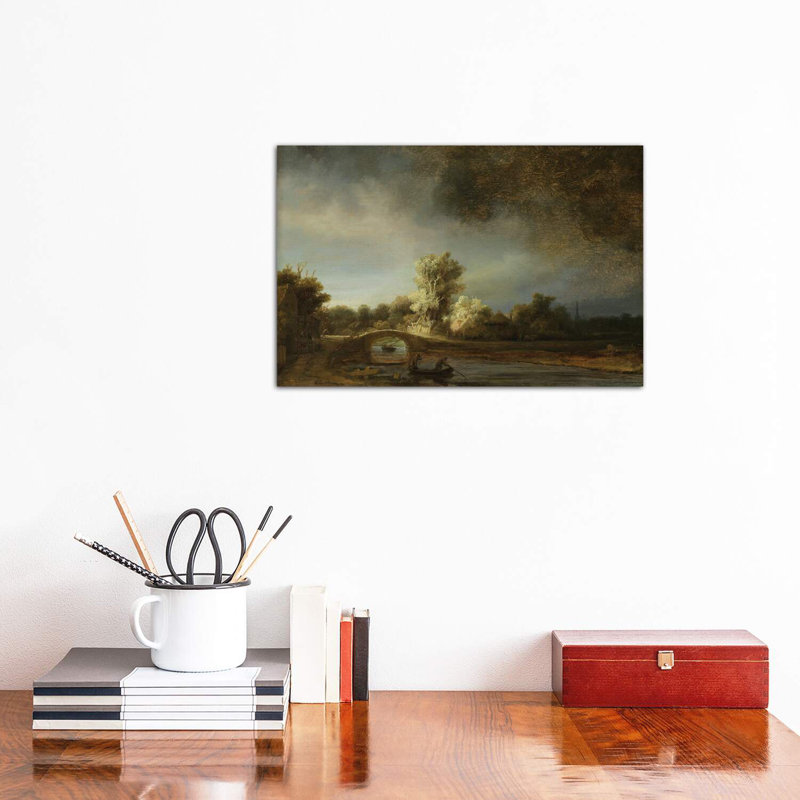 Landscape with a Stone Bridge, C.1638 by Rembrandt van Rijn - 1 Piece Wrapped Canvas Wall Art, 30.48 cm H x 45.72 cm W