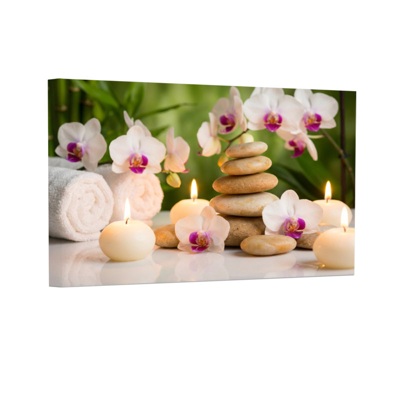 Fashion Candles Stones Flowers Towels Peaceful Spa Setting Light, 24" H x 36" W