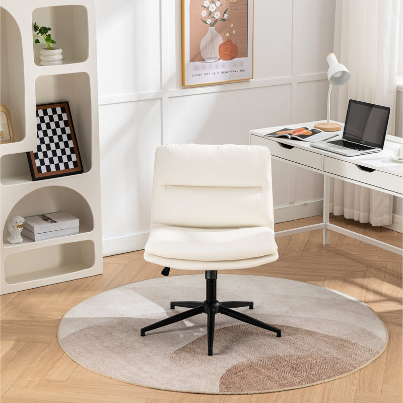 Fauteuil large - réglable en hauteur et pivotant sur 360 °, gris pour bureau, Blanc