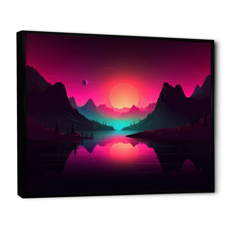 «Pink Nebular Wonderland II», reproduction, H 30 po x l 40 po x P 1,5 po, Cadre flottant noir