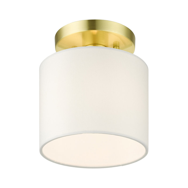 Plafonnier semi-encastré 1 lumière Carita, H 8,5 po x l 7 po x P 7 po, Laiton satiné