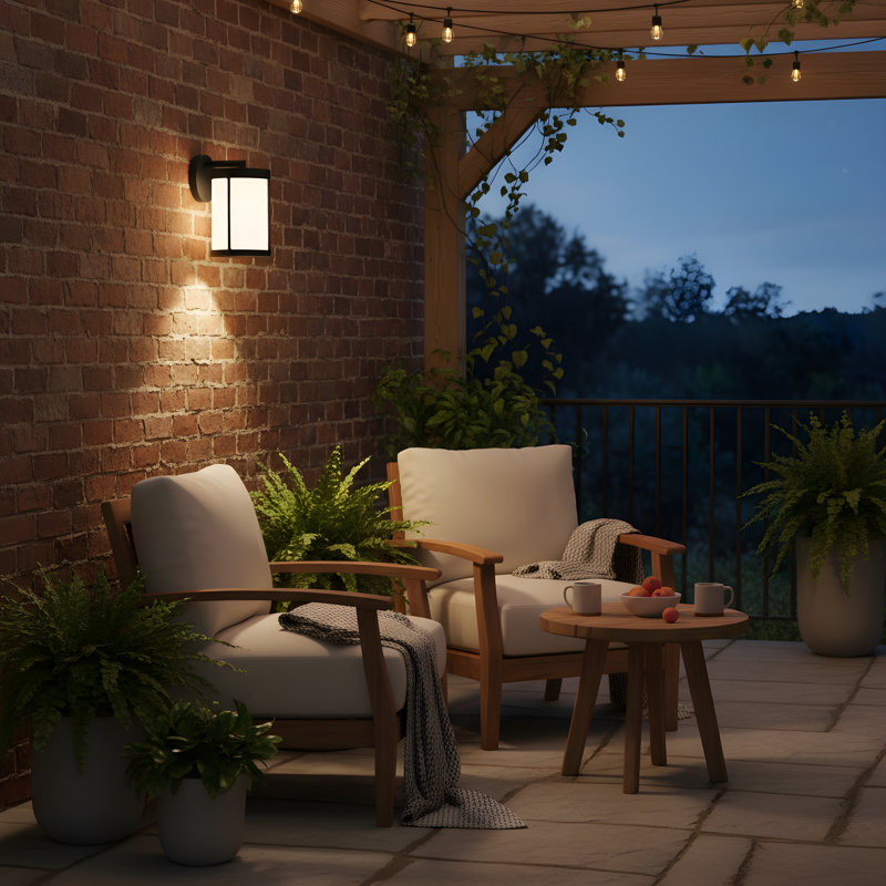 Luning Small Lantern from Generation Lighting , Frosted, 10" H x 6.125" W x 7.875" D, Textured Black
