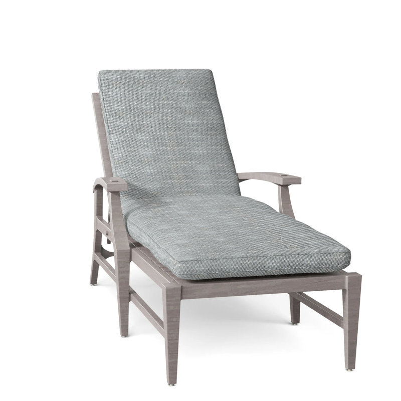 Croquet Aluminum Outdoor Chaise Lounge, Welt, Oyster, Cabana Stripe Midnight