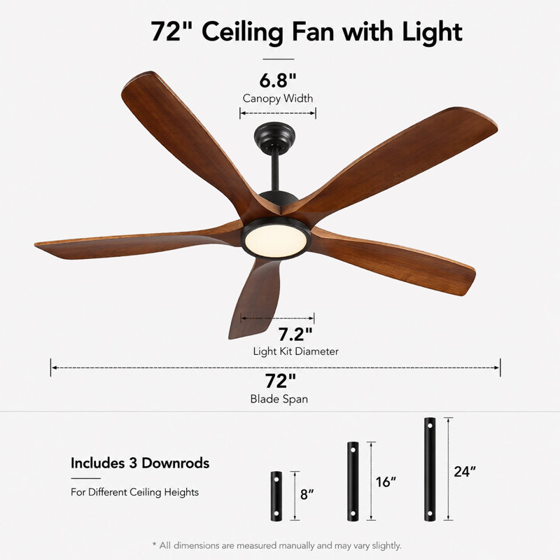 72-Inch wood Ceiling Fan with light
