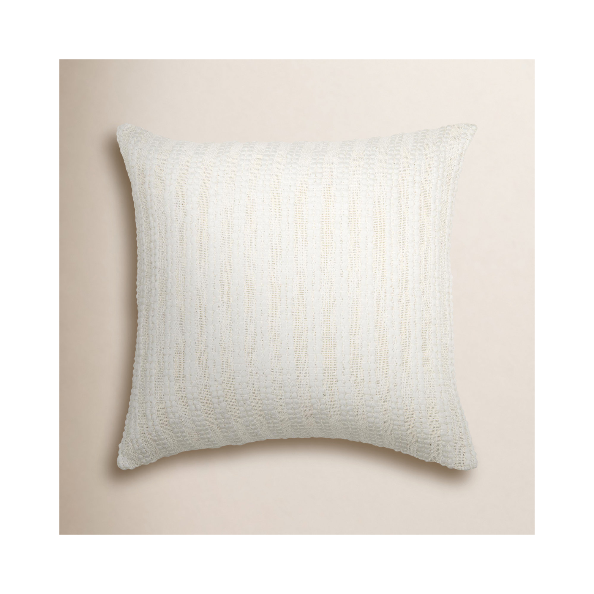 Amora Embroidered Cotton Pillow Cover, 22" x 22", Down, Ivory