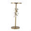 Table d'appoint ronde en fer 11,8 x 11,8 x 28,3 po avec accents floraux dorés et blancs et base en ciment