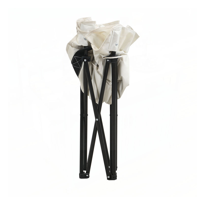 2 chaises de camping pliantes pour l'extérieur avec pieds robustes, Beige/noir