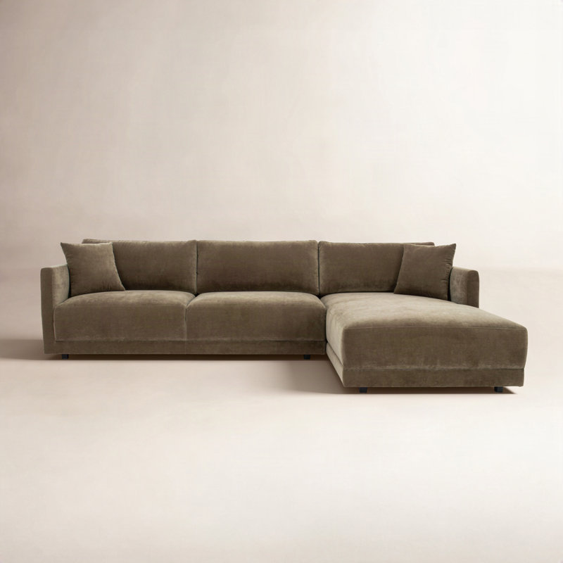 Vervino Upholstered Sectional, Moss Olive Green Performance Chenille, Right Hand Facing