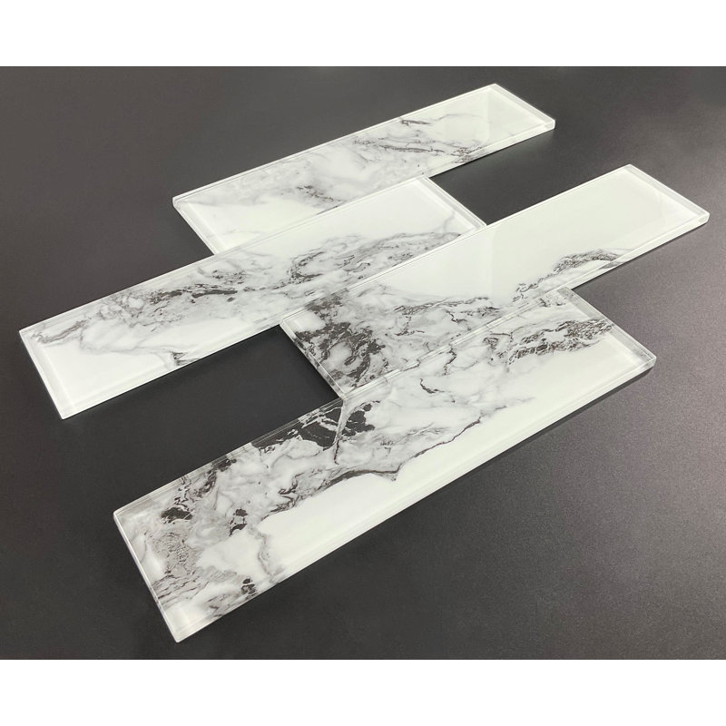 Carrelage mural en verre 3 "x 12", Noir