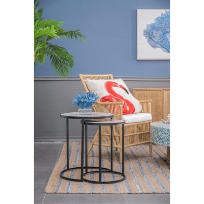 Set Of 2 Round End Table, Stacking Side Tables With Sturdy Metal Frame For Small Space,Living Room, Office