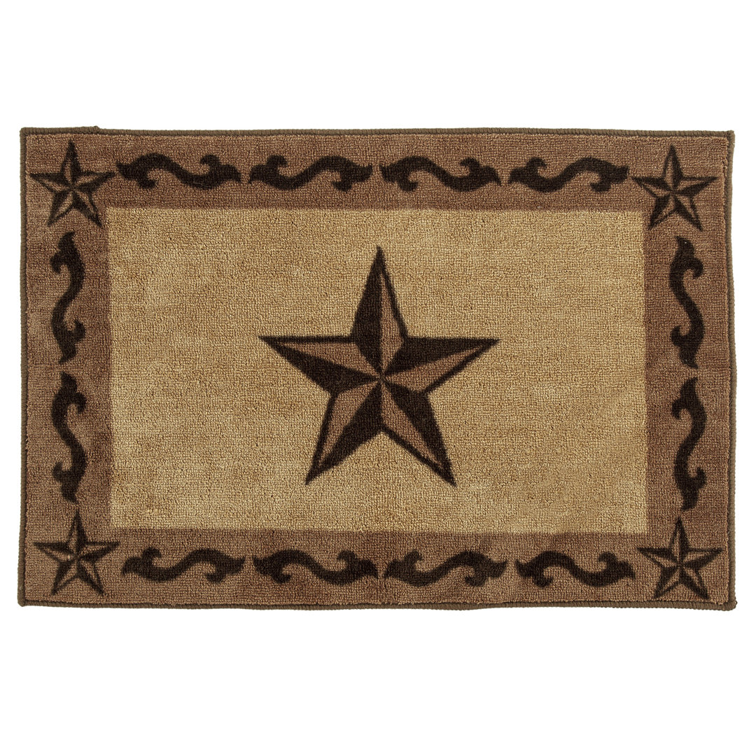 Rustic Star Brown Tan Western Southwestern Cabin Kitchen Bathroom Rug Paseo Road by HiEnd Accents