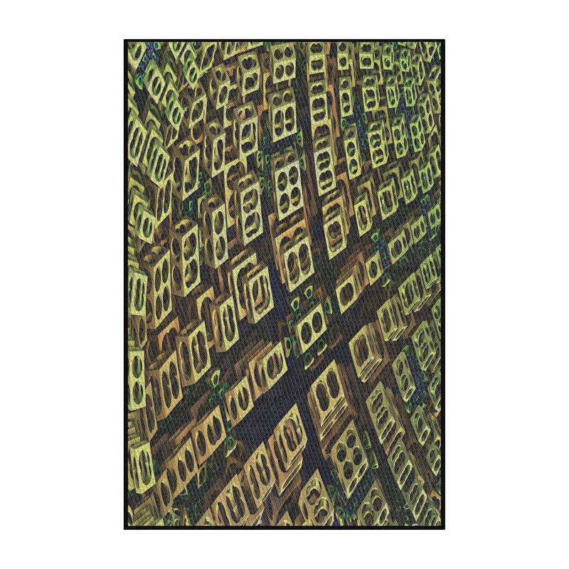 Tapis vert/brun à motifs, Rectangle de 5 pi x 8 pi