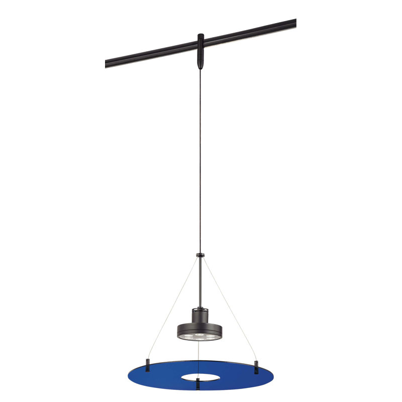 Luminaire suspendu géométrique 6 lumières Kacey-Jane, Patine bronze zibeline, Bleu