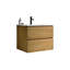 Unité de salle de bain murale en chêne naturel - lavabo en céramique, espace de rangement abondant, intérieur spacieux de l'armoire à fermeture silencieuse-374668159