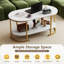 Table d'appoint en bois à 2 niveaux avec tablette de rangement ouverte-262986503-262986500
