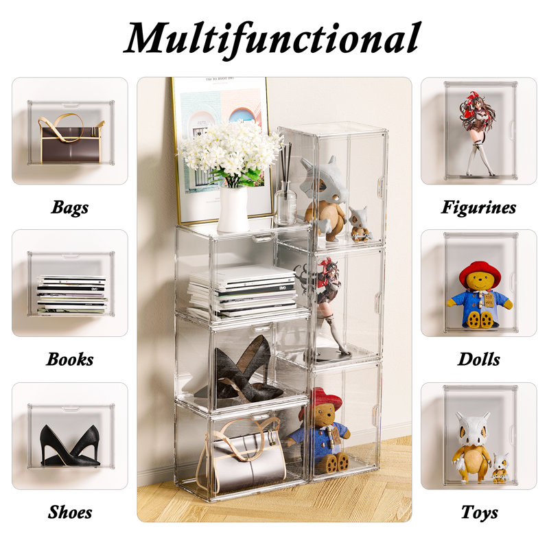 6-Piece Acrylic Display Case for Purse and Handbag, Stackable Storage Boxes Organizer