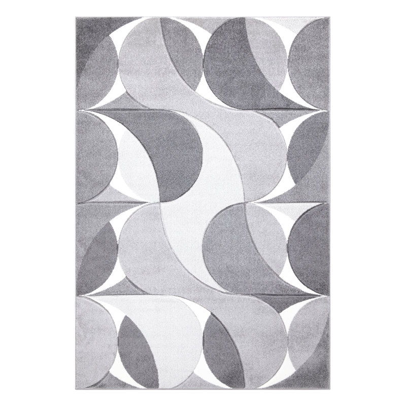 Kenzo Grey Abstract Geometric Modern Rug – Large Living Room Carpet | Bedroom & Hallway Runner | Soft, Stain Resistant, Non-Shedding Floor Mat