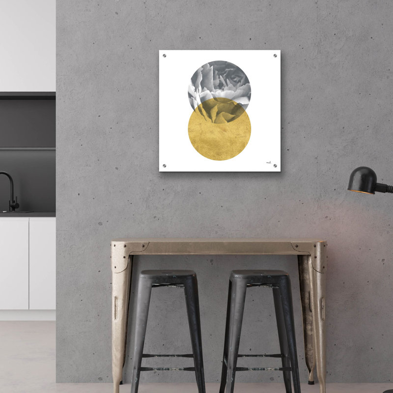 «Blossoms 1 Gold» par Moira Hershey, art mural en verre acrylique, H 24 po x l 24 po x P 0,2 po