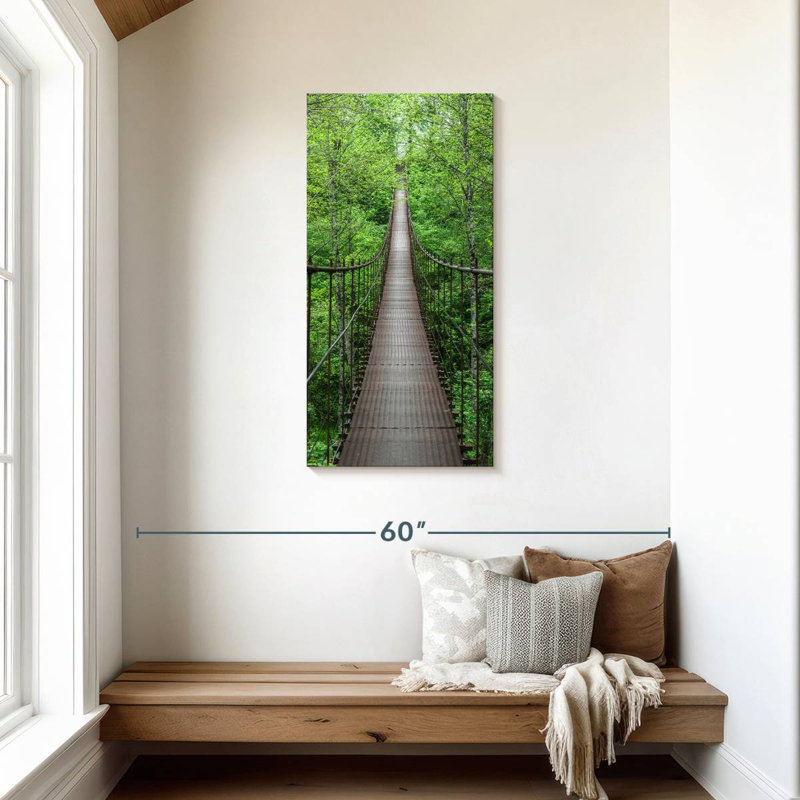 Pont dans la forêt, H 42 po x l 21 po