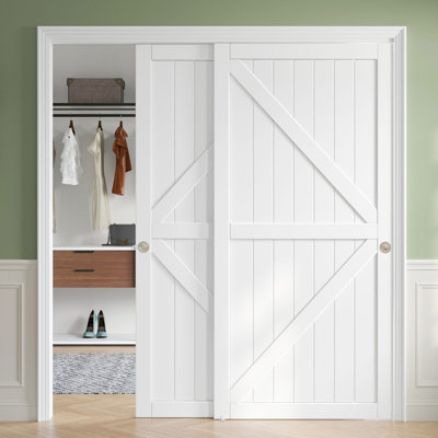 Paneled Bypass Sliding Closet Doors with Installation Hardware Kit