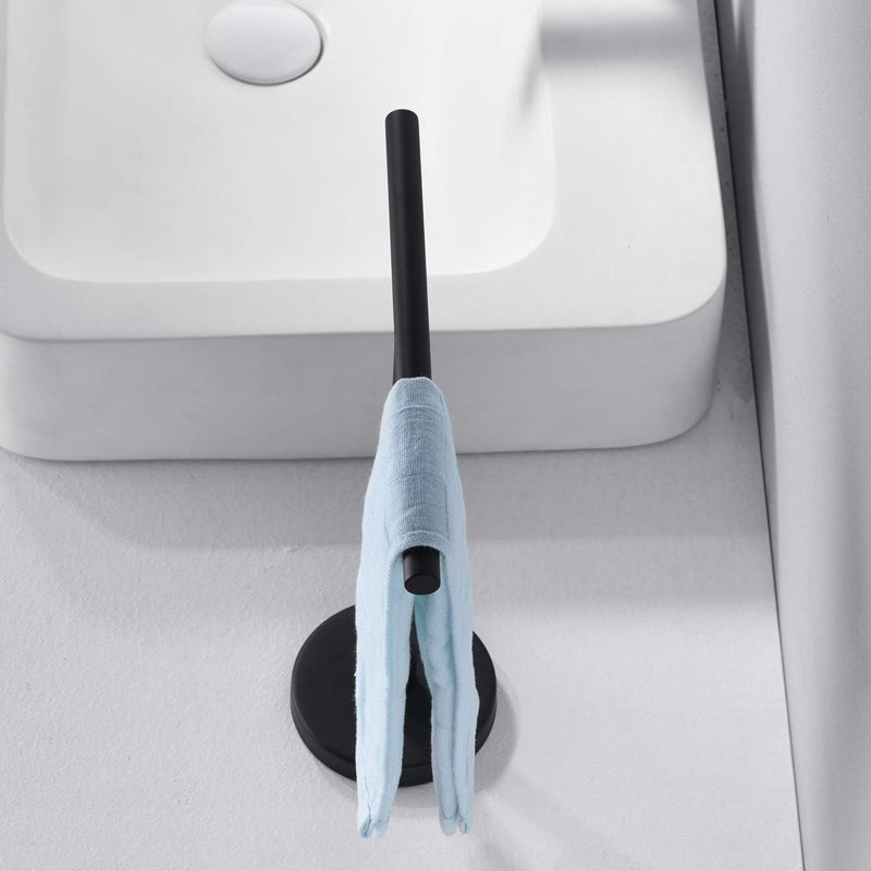 Porte-serviettes de comptoir en T de qualité supérieure, acier inoxydable, Noir mat