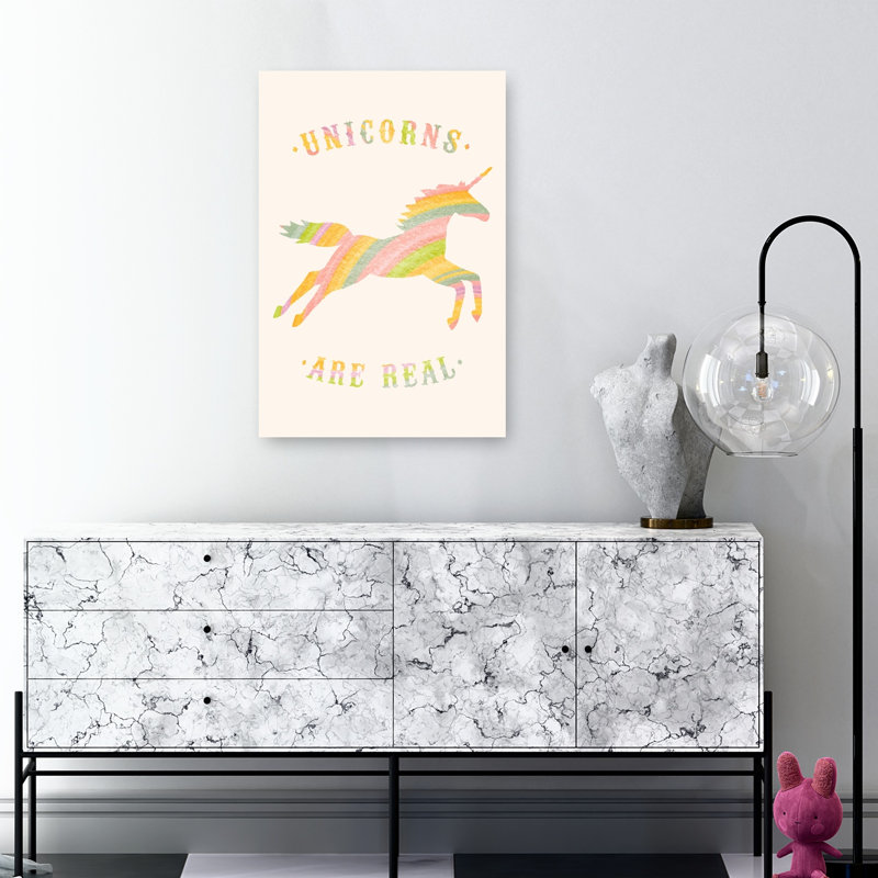 Pastel Unicorn Quote Abstract Contemporary Wall Art Print by Florent Bodart - Wrapped Canvas Print, 91.44cm H x 60.96cm W