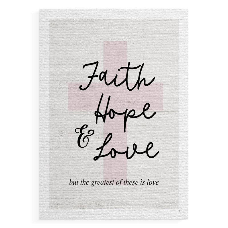 Faith Hope and Love Cross - reproduction de toile seulement - non encadrée, H 27 po x l 18 po