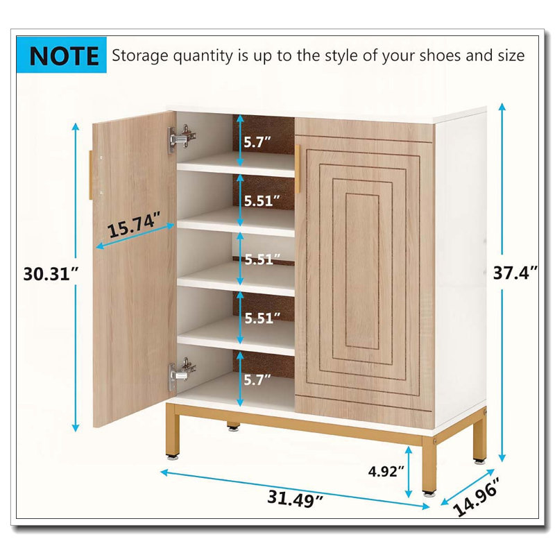 Range-chaussures pour hall d'entrée, Naturel / Blanc