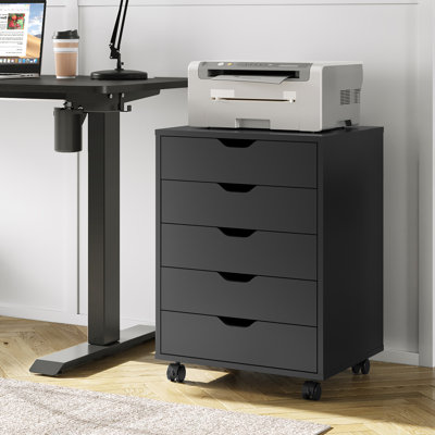 Classeur à 5 tiroirs avec roulettes, commode de rangement en bois, commode de chambre à coucher, classeur de bureau, bureau mobile Winstone