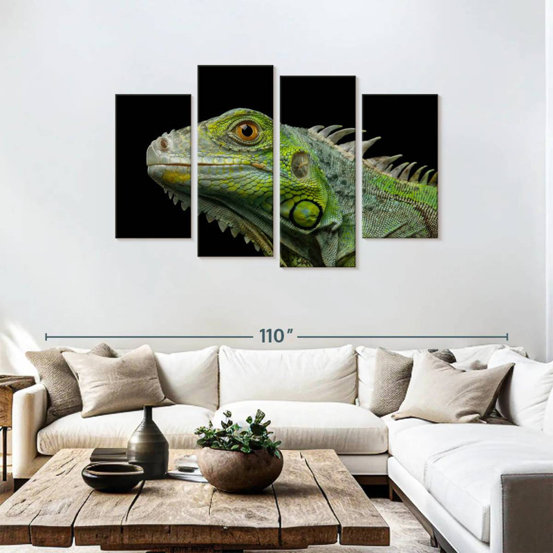 Tête d'iguane verte, H 48 po x l 75 po