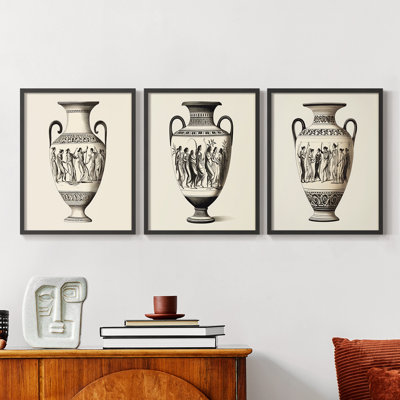 Abstract  Series  CV  -Set Of 3 Framed Giclee Prints -Ready to Hang