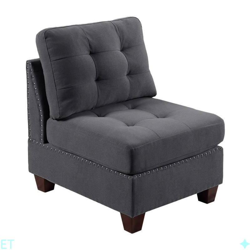 Meuble de salon capitonné sans accoudoirs 1pc, Gris