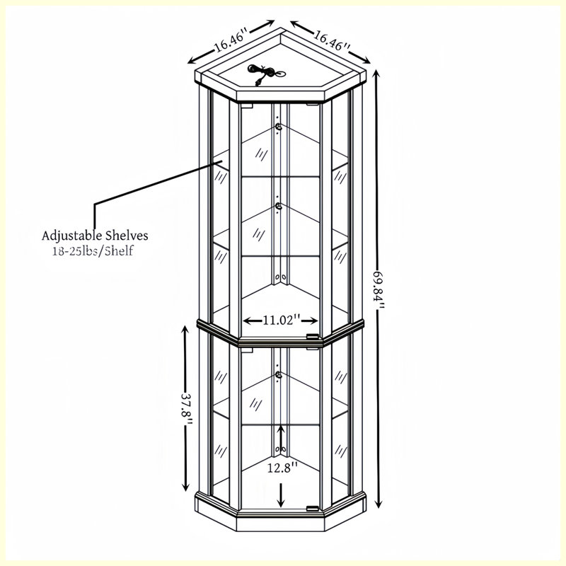 Vitrine de coin moderne pour le salon, Noir