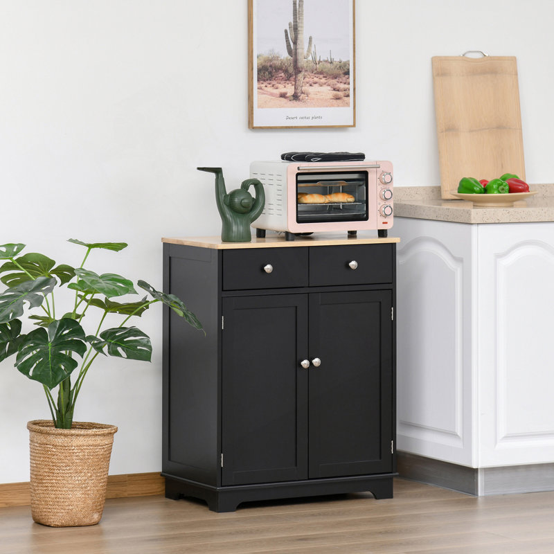 Buffet de cuisine moderne avec 2 tiroirs, portes et tablette réglable pour un rangement efficace