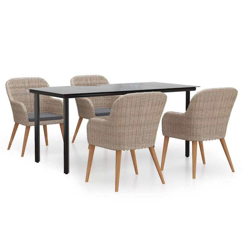 Ensemble de salle à manger de jardin avec chaises noires et brun