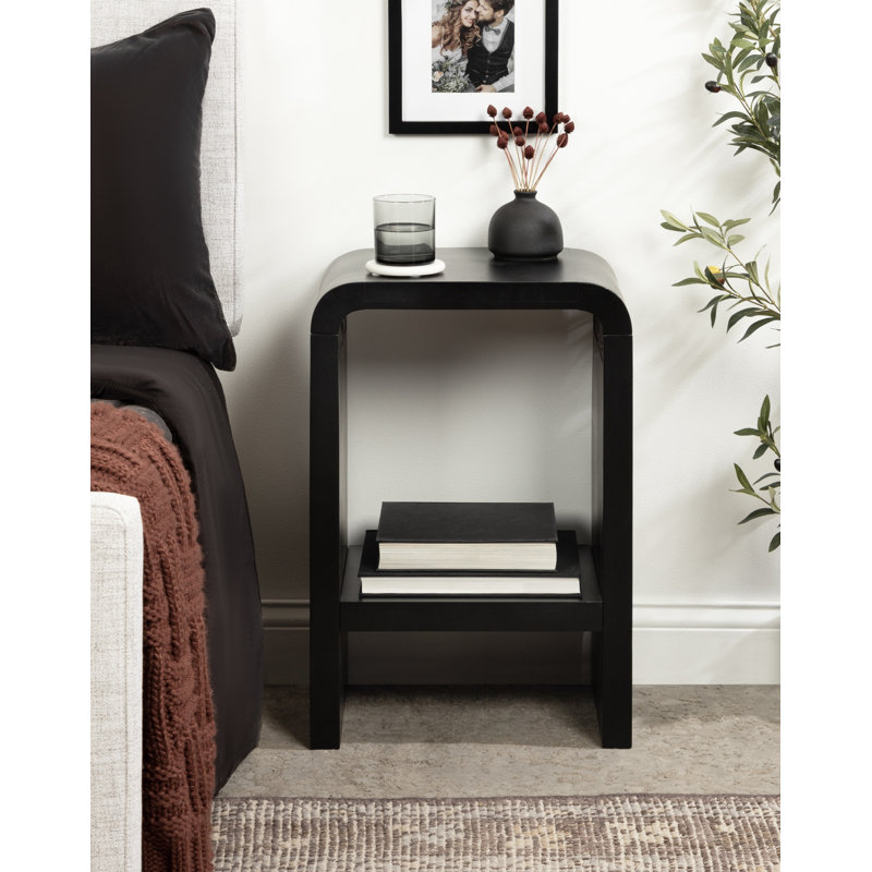 Ladessa Solid Wood 2-Tier End Table, Black