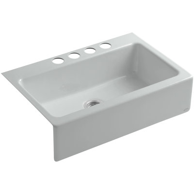 Dickinson 33" L x 22.1" W Apron-Front, Under-Mount Single-Bowl Kitchen Sink with 4 Oversize Faucet Holes